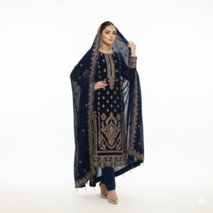Valvet Embroidery Suit 3pc